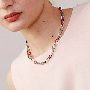 Multi Enameled Stainless Steel Necklace